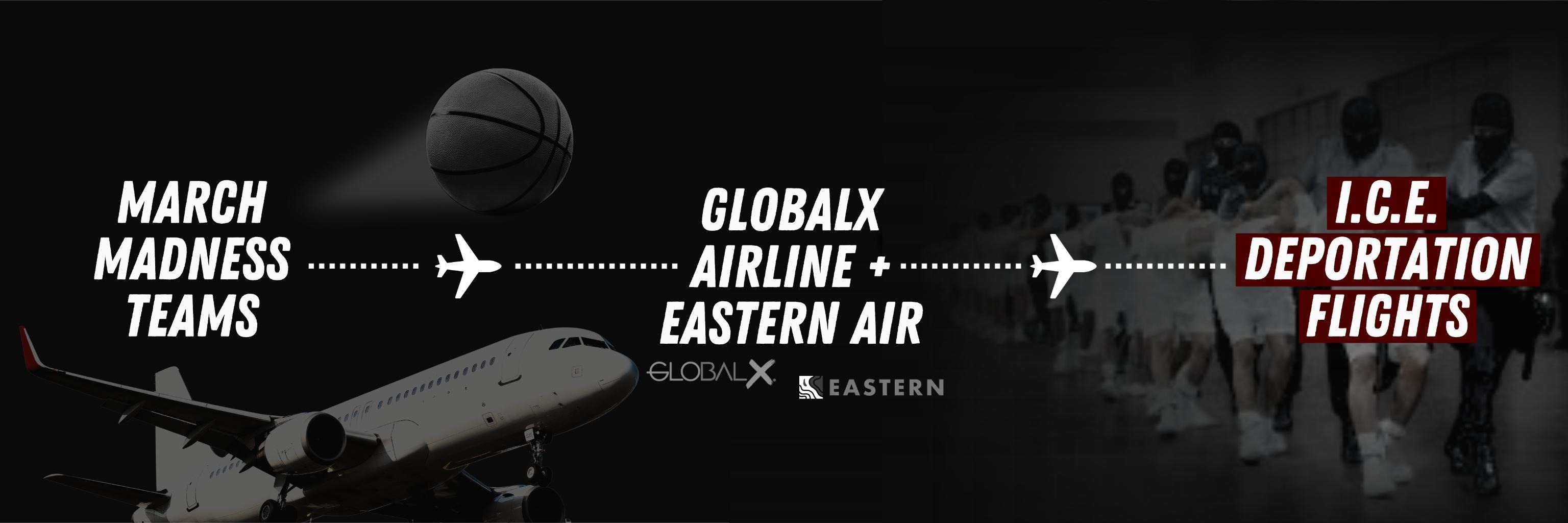 March Madness Teams fly on GlobalX Airline and Eastern Air — the same planes used for I.C.E. Deportation Flights